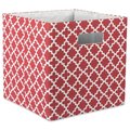 Design Imports 13 in x 13 in x 13 in Lattice Square Polyester Storage Cube, Rust CAMZ37900